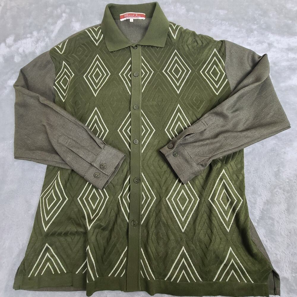 Michael Irvin 88 Sz XL Green Zip Zag Knit Sweater‎ With Matching Dress 36 Pants